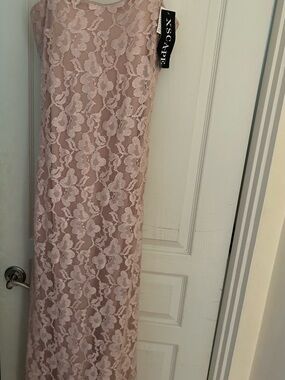 Xscape Blush Pink Floral Lace Maxi Dress size 12